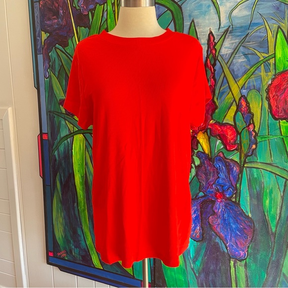a new day Tops - $10 SALE Bright Red Short Sleeve Ribbed Tee Casual Top Round Neck A New Day